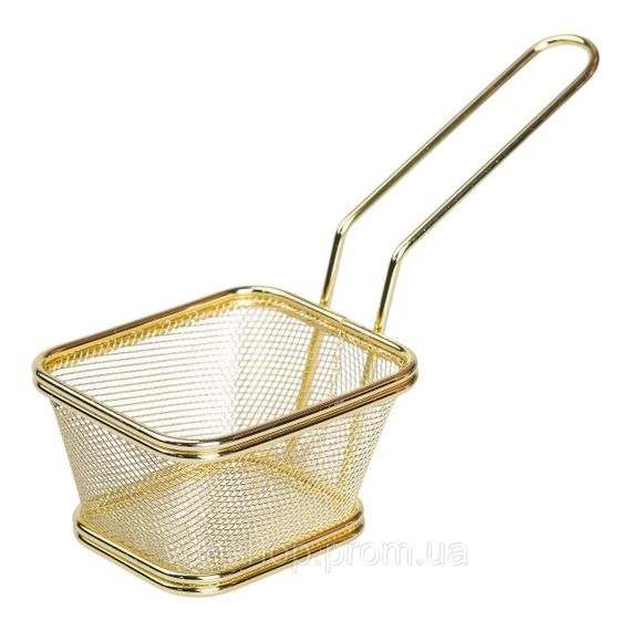 Корзина сервировочная для подачи картофеля фри и снеков 10.5×9×5.5 см Золотой HP-19-4-S-G