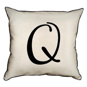 Подушка с мешковины Английская буква Q 45x45 см (45PHB_ABC033_WH)