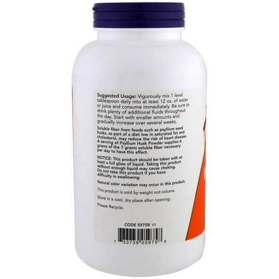 Клетчатка NOW Foods Psyllium Husk Powder, 12 oz 340 g /38 servings/ NOW-05975 | Зображення 2