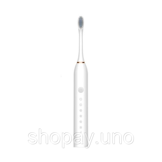 Рожева Електрична зубна щітка Sonic Toothbrush Х-3 ультразвукова акумуляторна 4 змінні насадки в комплекті | Зображення 3