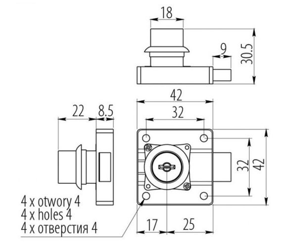 Замок меблевий Z-138, сумісний з ключем MASTER уп 12 шт GTV | Зображення 1