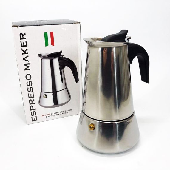 Кавоварка гейзерна Unique UN-1902 на 6 чашок 270 мл, Гейзерна кавоварка для електроплити