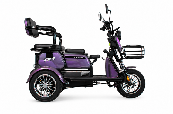 Электротрайк Crosser TR-1 LFP 1500W 76.8V 30Ah, трехколесный электроскутер, до 75 км, для взрослых и пожилых Фіолетовий | Зображення 1