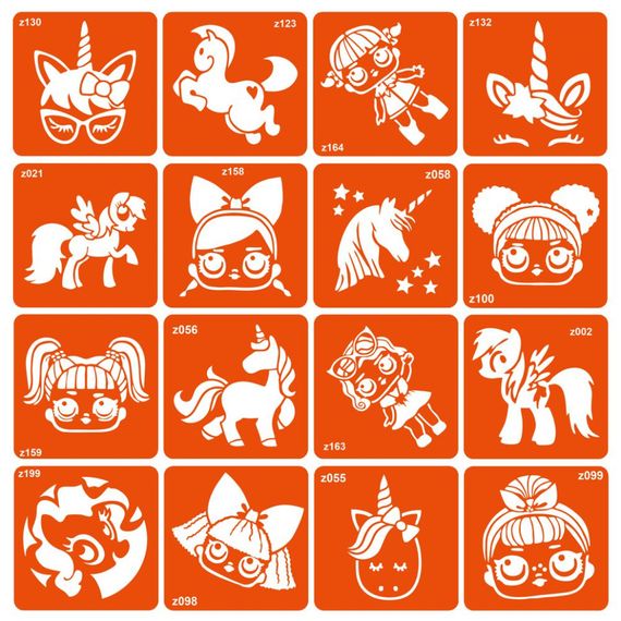 Набор трафаретов для био-тату "Unicorns + LOL" unicorns-lol-16