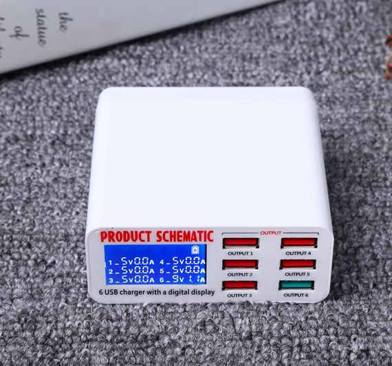 Зарядная станция WLX-896 USB2.0 (5xUSB 5V/8A, 1xUSB QC3.0) | Зображення 1