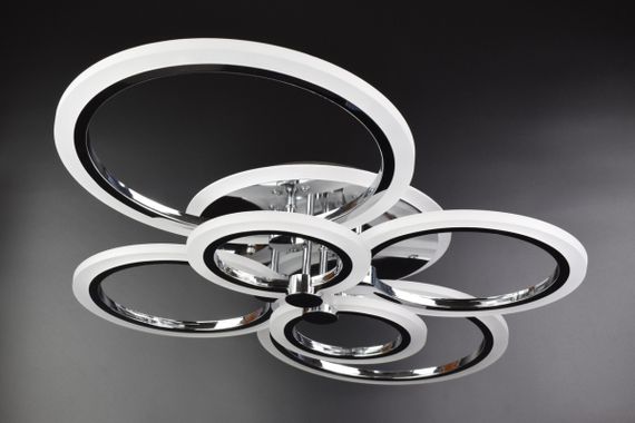 Люстра світлодіодна стельова LED світильник для квартири на стелю лед з пультом 25957 Хром 11х57х77 см.