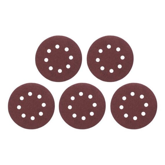 Круг наждаковий самоклейний 125 мм з отворами, папір класу С, К100, 5 од. INTERTOOL BT-0586