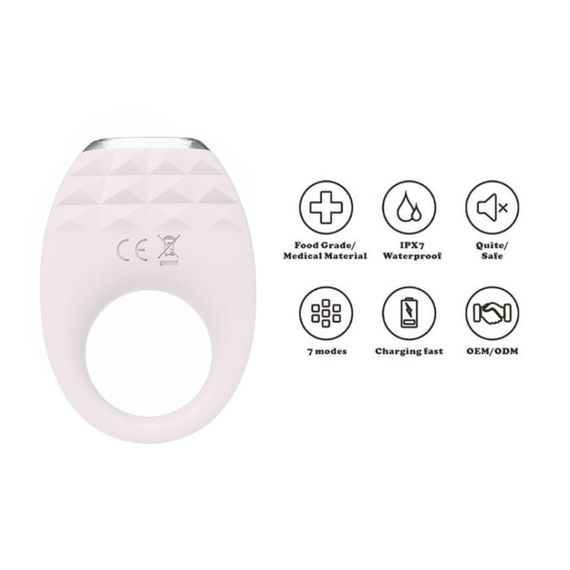 Вібраційне ерекційне кільце Every Night Toys з підсвічуванням, біле Sex Aura | Зображення 4