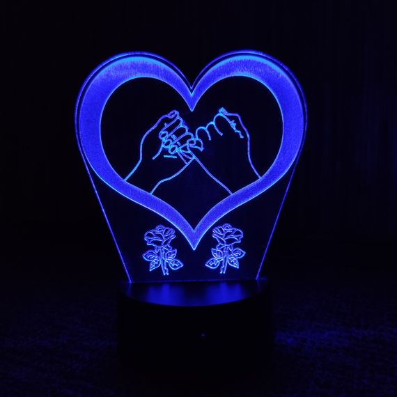 Акриловий світильник-нічник Кохання Серце 3 синій tty-n000386
