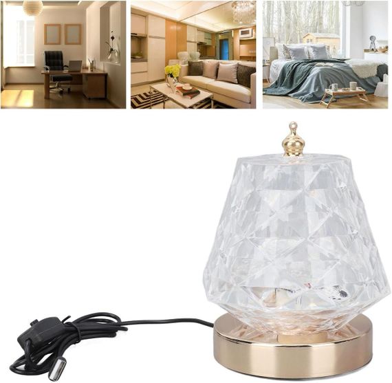 Лампа настільна Crystal з 16 кольорами RGB, нічник з USB і пультом дистанційного керування, світлодіодна лампа | Зображення 4