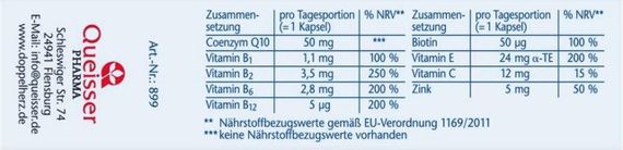 Доппельгерц Коензим Q 10 + вітаміни групи В капсули Doppelherz  Coenzym Q 10 + B-Vitamine Kapseln 30 St. | Зображення 1