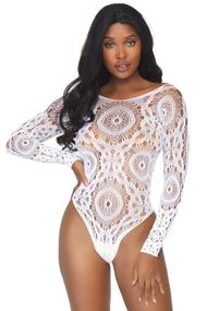 Боди-бодистокинг Leg Avenue Snap crotch thong back teddy Белый S/M