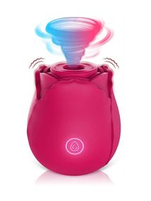 Вакуумный стимулятор клитора с вибрацией в виде цветка Rose, розовый sexstyle