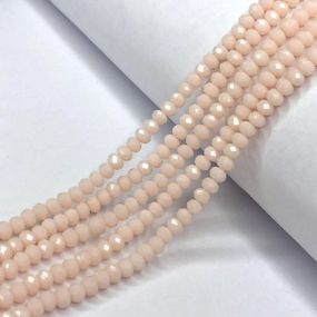 Намистини кришталеві рондель 4х3мм, нитка-130 шт, бежевий матовий
