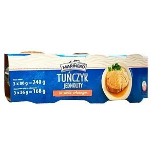 Тунець суцільними шматочками у власному соку Marinero Tunczyk, 240 г, Польща, у бляшанці