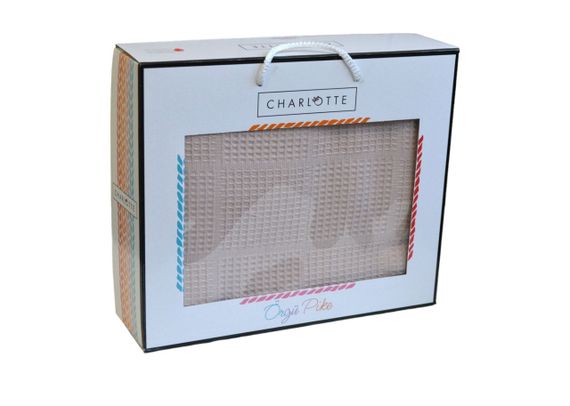 Вафельне простирадло-покривало Ugurlu 200х240 см. Charlotte бежеве | Зображення 1