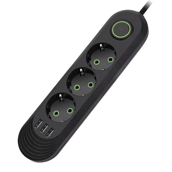 Мережевий фільтр F03U, 3 розетки EU + 3 USB, 1.5 м, перетин 3х0, 75мм арт.15490 | Зображення 3