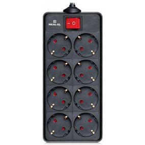 Мережевий фільтр живлення REAL-EL REAL-EL RS-8 PROTECT, 3m, black (EL122300022)