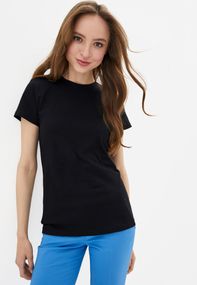 Жіноча футболка однотонна приталена чорна, 2XL