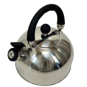 Чайник из нержавеющей стали со свистком 2,5л UNIQUE UN-5302 Черная ручка