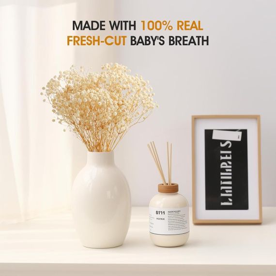 Букет із сухоцвітів гіпсоф Mehwag Baby's Breath, 100% натуральний, 17,2 дюйма, 3000+, кольору слонової | Зображення 3