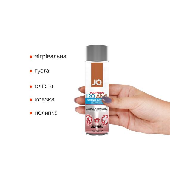 Анальна змазка JO ANAL H2O — WARMING (120 мл), розігрівальна, на водній основі | Зображення 1
