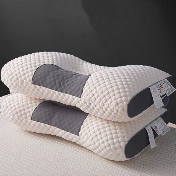 Ортопедична прямокутна подушка 48x74 см з підтримкою шиї та спини Pillow-01 Біло-сіра | Зображення 3