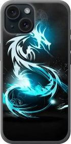 Чохол на iPhone 15 Біло-блакитний вогненний дракон із силікону FCh_005262