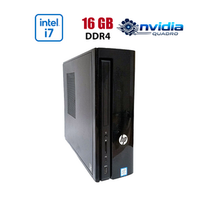 ПК HP Slimline 270-P043W SFF / Intel Core i7-7700 (4 (8) ядра по 3.6 - 4.2 GHz) / 16 GB DDR4 / 512 GB SSD / nVidia Quadro P400, 2 GB GDDR5, 64-bit / Win 10 Lic б/в