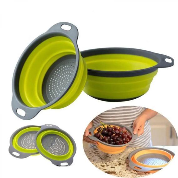 Друшляк силіконовий складаний великий + маленький Collapsible filter baskets | Зображення 1