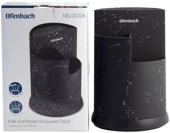 Підставка-колода Ofenbach Black Marble для кухонних ножів і ножиць 16х24см, потрійна кругла | Зображення 5