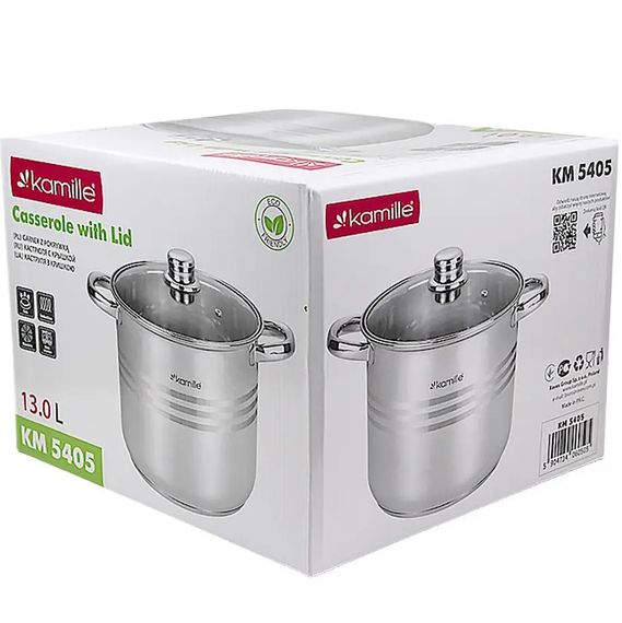 Каструля з кришкою Kamille KM-5405 13 л 28 см срібляста | Зображення 6