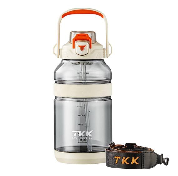 Спортивная бутылка TKK (2000 мл) - Полупрозрачный белый Tritan BPA-free, с мощной ручкой и кнопкой-фиксатором | Зображення 1