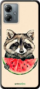 Чохол на Motorola Moto G14 Єнотик з кавуном "4605b-3197-2448"