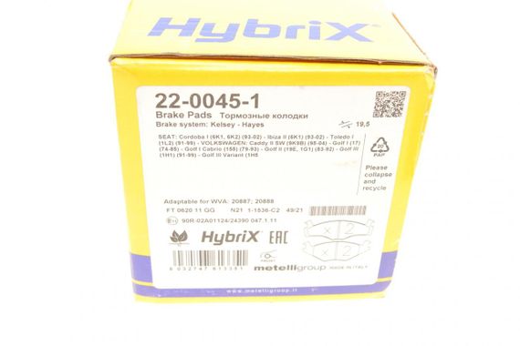 Колодки гальмівні передні Seat Cordoba Ibiza 93-02 VW Caddy 82-92 Golf 82-99 Passat B2-B4 79-92 22-0045-1 | Зображення 8
