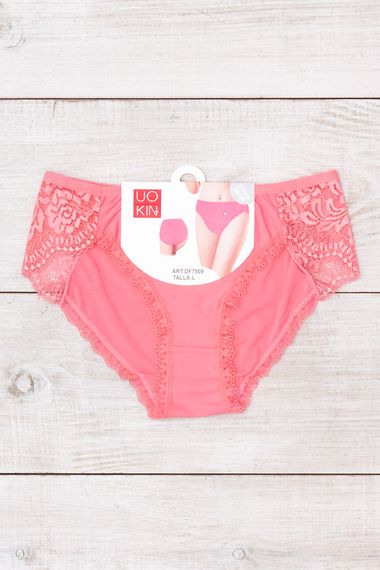 Жіночі труси однотонні з мереживом Носи своє XXL Кораловий​ (p-18119-214229)