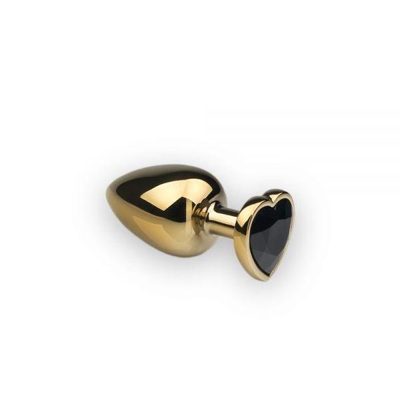 Анальна пробка з серцем Gold Heart Black Diamond, M Sex Aura