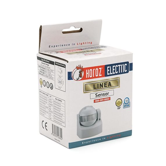 Датчик руху + сутінковий LINEA 1000W 220-240V IP44 180 градусів. 95х85х70мм білий | Зображення 1
