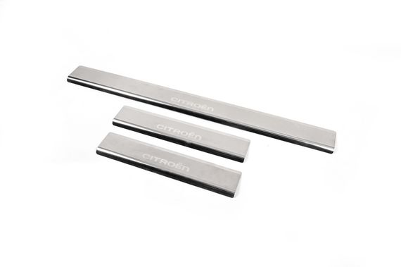 Накладки на пороги Натанико (3 шт, нерж) Premium - лента 3М, 0.8м для Citroen SpaceTourer 2017-2024 гг | Зображення 1