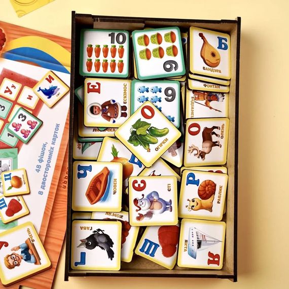 Настольная игра Лото "Азбука и цифры" (ПСД250) PSD250, 48 фишек | Зображення 1