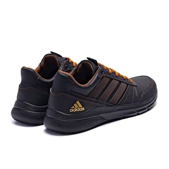 Демісезонні шкіряні кросівки Adidas колір чорний/помаранчевий | Зображення 2