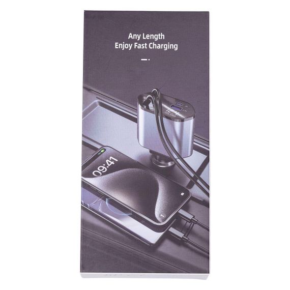 Автомобільний зарядний пристрій з висувними кабелями та портами USB-A/USB-C HP-C1 | Зображення 5