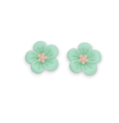 Сережки дитячі кліпси для вух без пробивання вуха Liresmina Jewelry "Квіткова Пишність" м'ятні