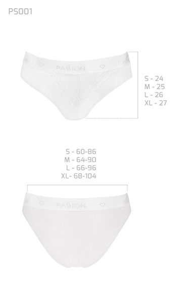 Трусики з широкою гумкою і мереживом Passion PS001 PANTIES, Білий, S, S, Маленький розмір | Зображення 3