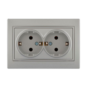 MIRA серый металлик Розетка внутренняя 2-я с/с со вставкой Лезард