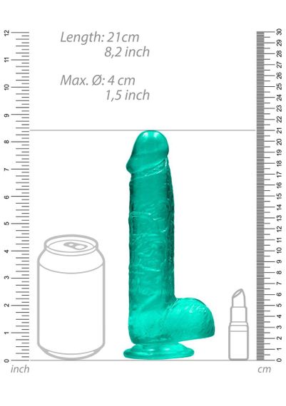 Зелений реалістичний фалоімітатор із мошонкою REALROCK CRYSTAL CLEAR, 21 см Sex Aura | Зображення 1