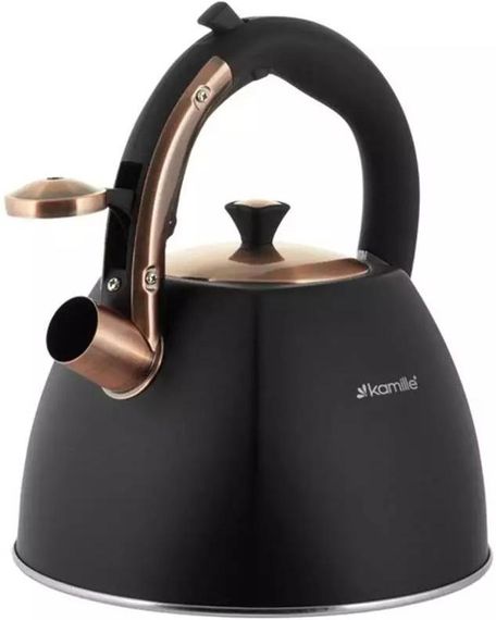 Чайник Kamille Whistling Kettle Black&Rose 3л з нержавіючої сталі зі свистком | Зображення 1