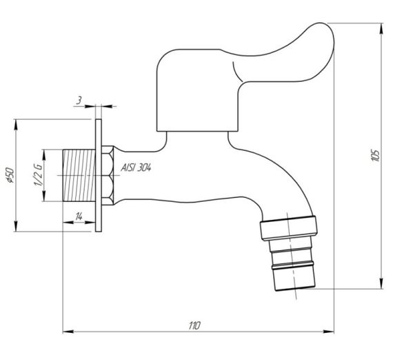 Кран кульовий для поливу Thermo Alliance Standart 1/2" TAS348W15SS | Зображення 1