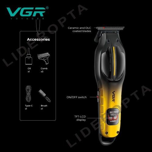 Тример VGR V-226 Gold, 9000 об/хв, LED-дисплей, 3 насадки (46212-V-226 GOLD_1038) | Зображення 3