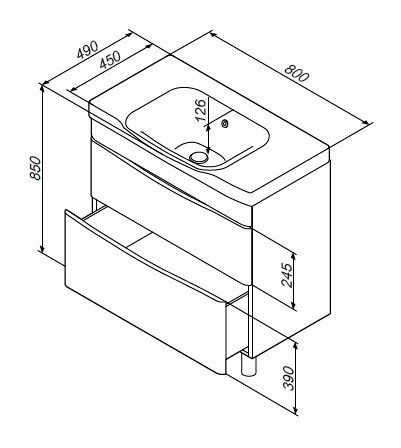 Тумба підлогова AM.PM Like 80 см з умивальником (M80-FSX0802-WC0802-38) | Зображення 1